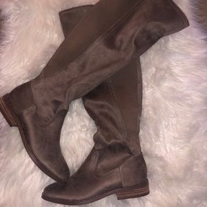 Knee high suede boots
